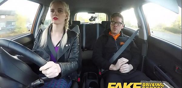  Fake Driving School big tits hairy pussy student has creampie and squirts